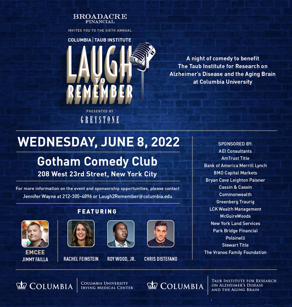 save the date Laugh to Remember 2022 poster and information