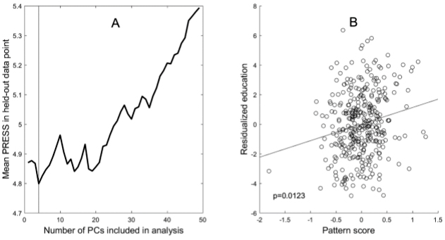 multivariate analysis to derive an education-related cortical-thickness pattern